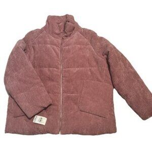 NEW Indigo Saints Dusty Pink Corduroy Quilted Insulated Puffer Coat Y2K Gorpcore